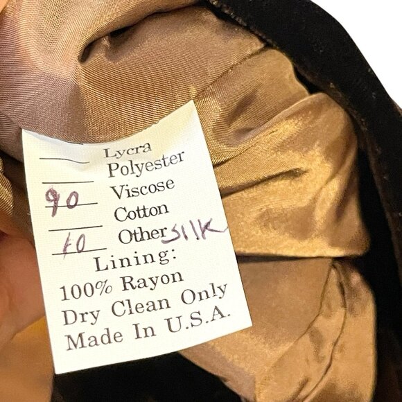 Neiman Marcus Siri‎ 90s Vintage Brown Velvet Striped Silk Empire Mini Dress 6 - Picture 6 of 6